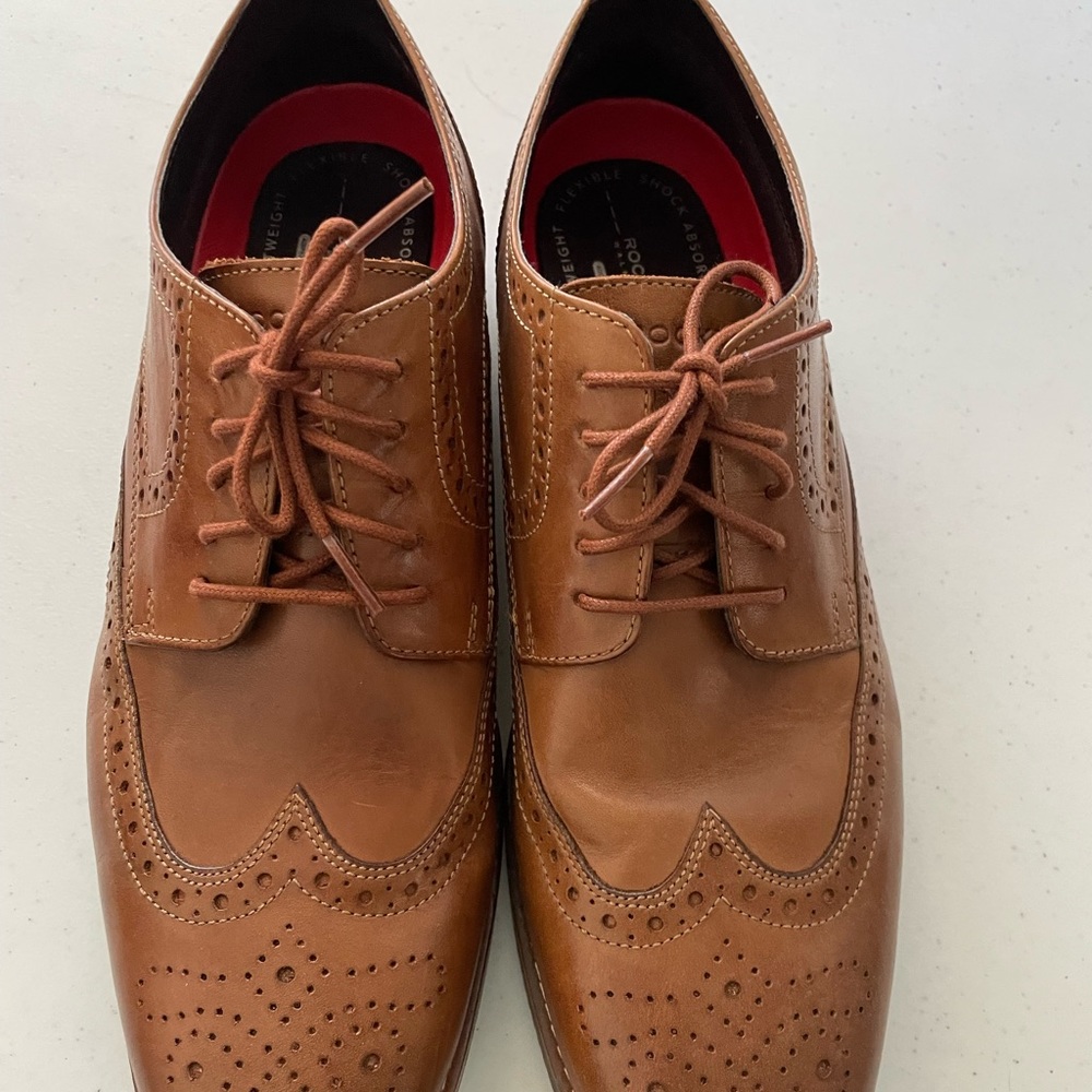 Adidas Rockport Brown Leather Oxfords with Broguing